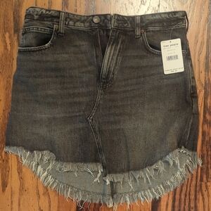 Free People Black Denim Mini Skirt